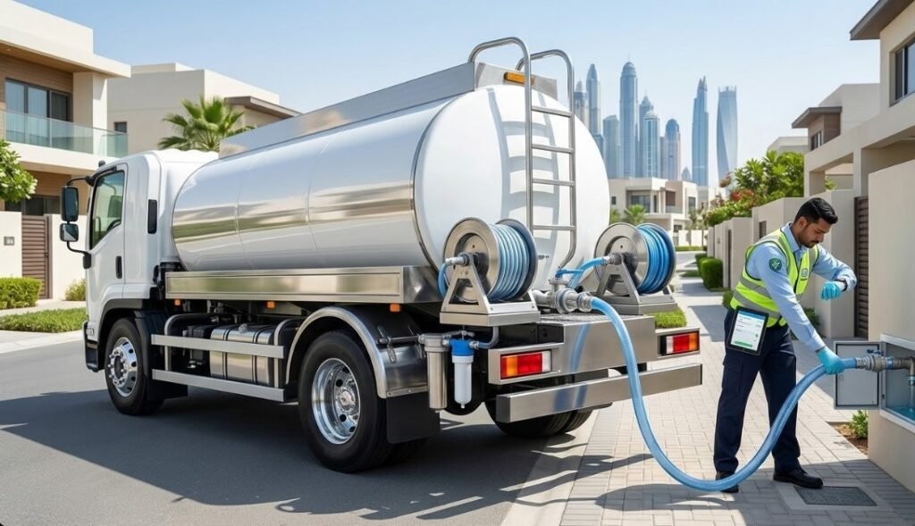 Clean & Safe Water Transport As a professional sweet water tanker supplier in Dubai, we prioritize hygiene and quality standards.
